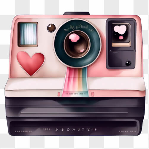 Download Pink and White Polaroid Camera with Stickers and Hearts PNGs ...