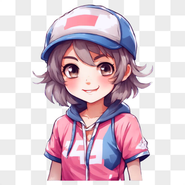 Download Kawaii Anime Girl with Pink and Blue Hat and Baseball Cap ...