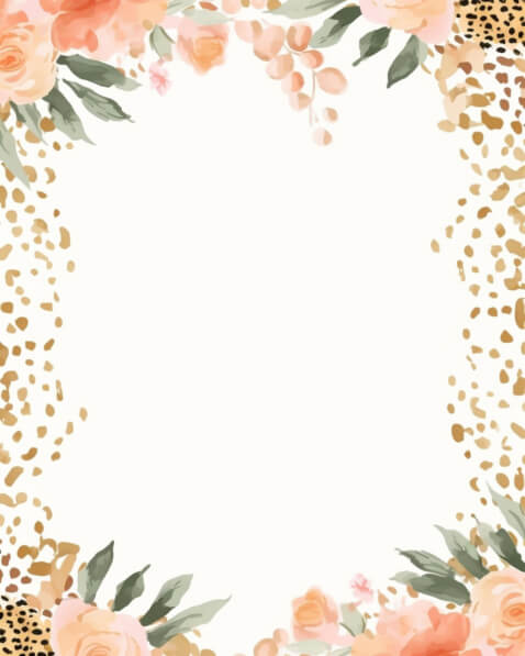 Download Elegant Pink Floral Frame with Leopard Spots Backgrounds ...