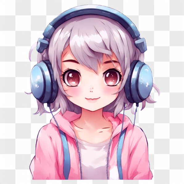 Download Kawaii Anime Girl with Headphones and Pink Sweater Kawaii ...