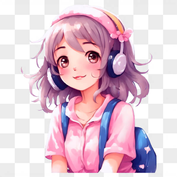 Download Kawaii Anime Girl with Headphones and Backpack Kawaii Online ...
