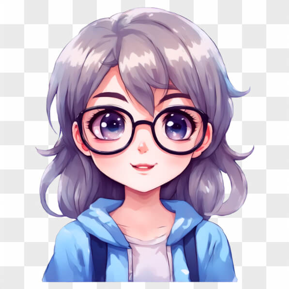 Download Kawaii Anime Girl with Glasses and Blue Backpack Kawaii Online ...