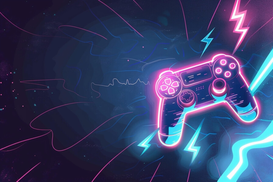 Download Neon Video Game Controller with Lightning Bolts Backgrounds ...