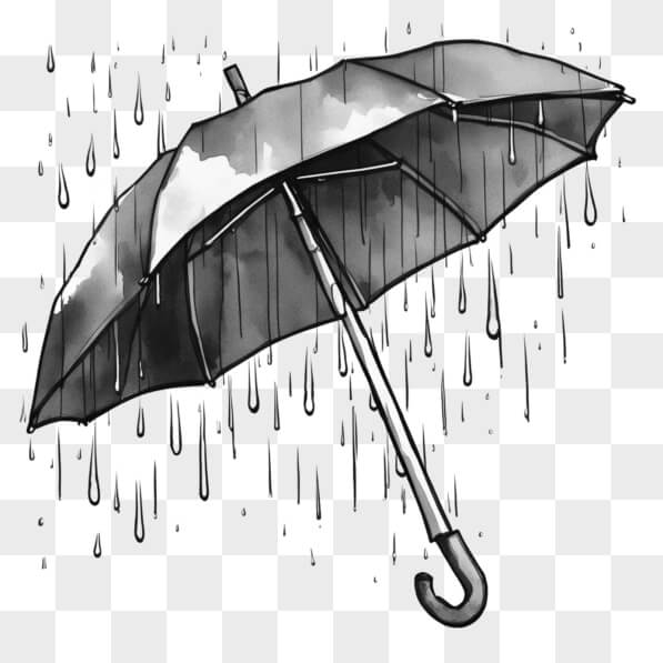 Download Black and White Drawing of Umbrella with Raindrops Sketches ...