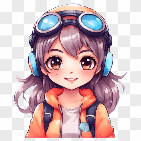 Download Kawaii Anime Girl with Goggles and Backpack Kawaii Online ...