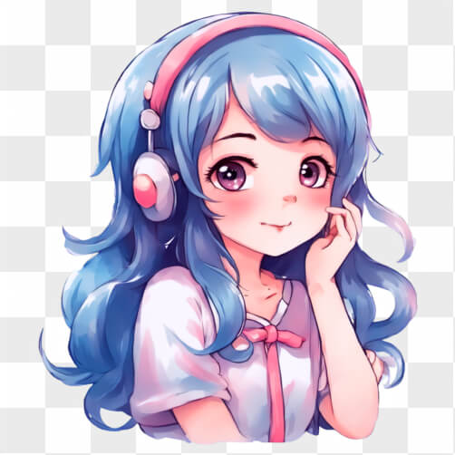 Download Kawaii Anime Girl with Headphones and Pink Hat Online ...