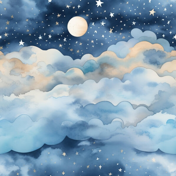 Download Night Sky Watercolor Painting with Colorful Clouds and Stars ...