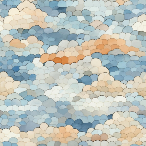Download Abstract Seamless Cloud Pattern in Blue, Orange, and Yellow