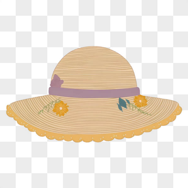 Download Floral Straw Hat with Flowers and Ribbons PNG Online ...