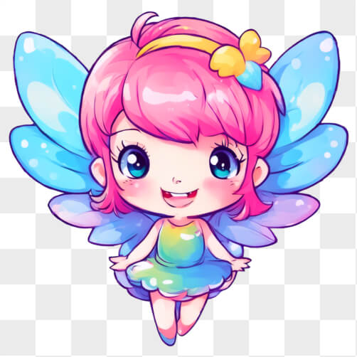 Kawaii Cartoon Fairy with Pink Hair and Blue Wings Patterns Kawaii Cartoon Fairy with Pink Hair and Blue Wings Patterns thumbnail