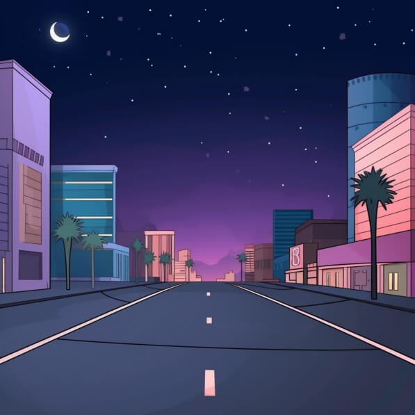 Download Empty City Street at Night Backgrounds Online - Creative Fabrica