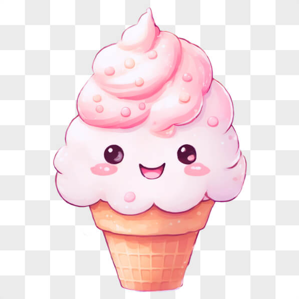 Download Kawaii Pink Ice Cream Cone with Smiley Face Kawaii Online ...