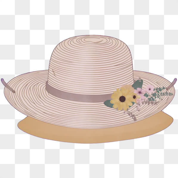 Download Stylish White Straw Hat with Floral Embellishments PNG Online ...