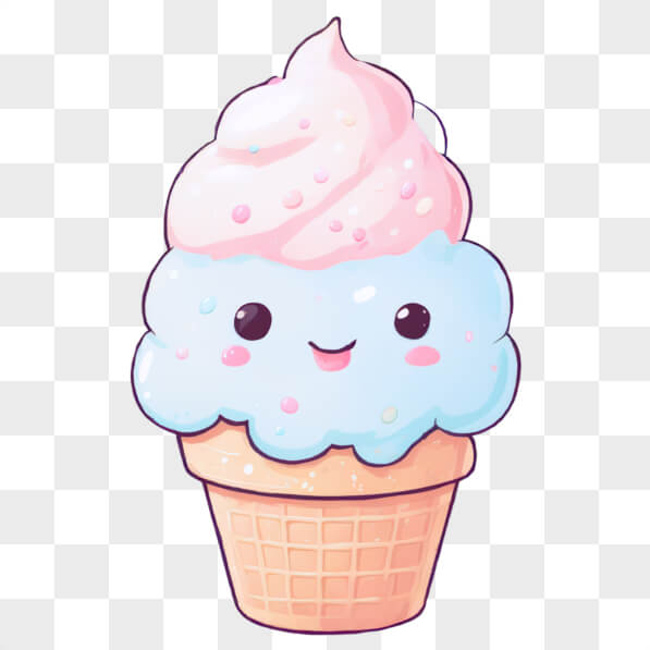 Download Kawaii Ice Cream Cone with Smiley Face and Stickers Kawaii ...