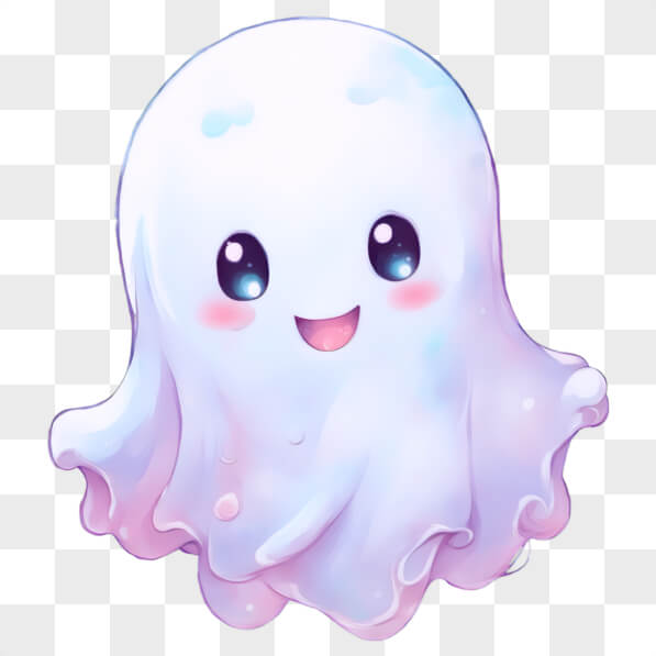 Download Kawaii White Ghost with Blue Eyes and Pink Cheeks Kawaii ...