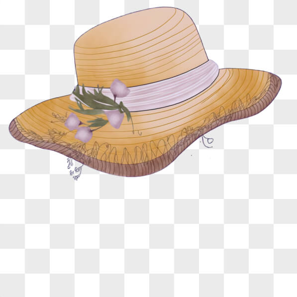 Download Stylish Straw Hat with Floral Embellishments PNG Online ...