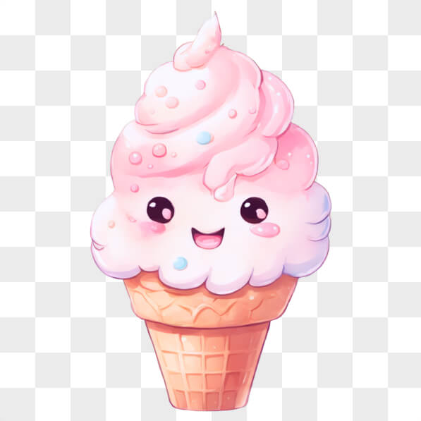 Download Kawaii Pink Ice Cream Cone with Smiley Face Kawaii Online ...