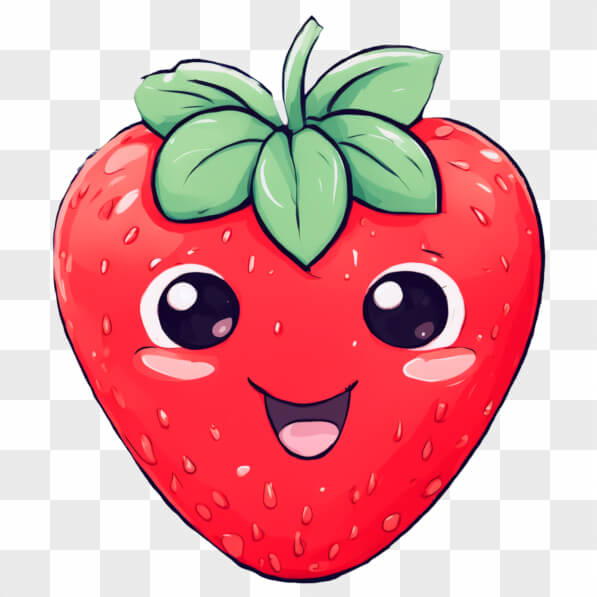 Baixe Morango de Desenho Animado Kawaii com Rosto Sorridente e Folhas ...