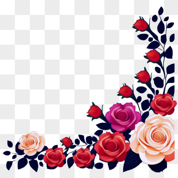 Colorful Roses Border Download Colorful Rose Border Decoration PNGs Online - Creative Fabrica