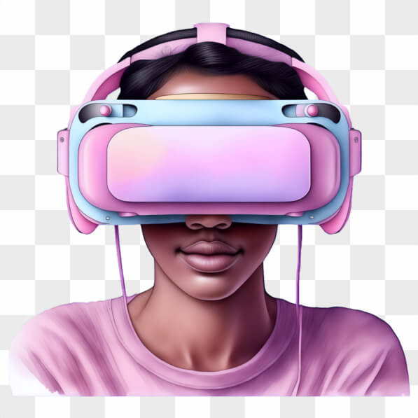 Download Woman in Pink VR Glasses and Headphones PNGs Online - Creative ...