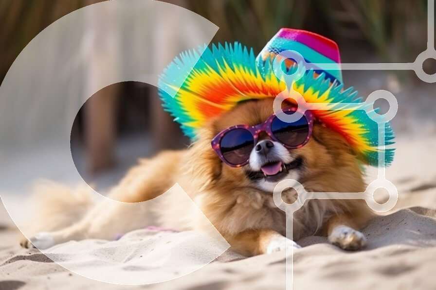 Adorable Dog with Sunglasses and Sombrero on Beach stock photo ...