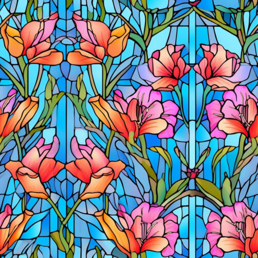 Download Colorful Stained Glass Flowers Seamless Pattern Patterns ...