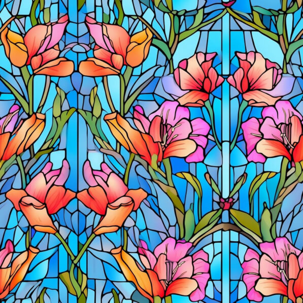Download Seamless Stained Glass Flowers Pattern Patterns Online ...