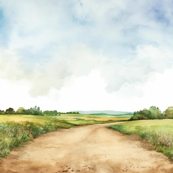 Download Watercolor Painting of an Empty Dirt Road in the Countryside ...