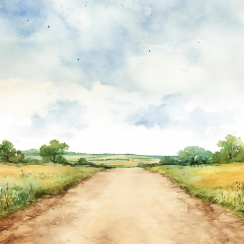 Download Watercolor Painting of Empty Dirt Road in Countryside ...