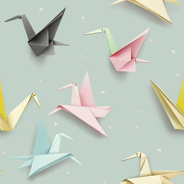 Download Colorful Origami Cranes Pattern Patterns Online Creative Fabrica