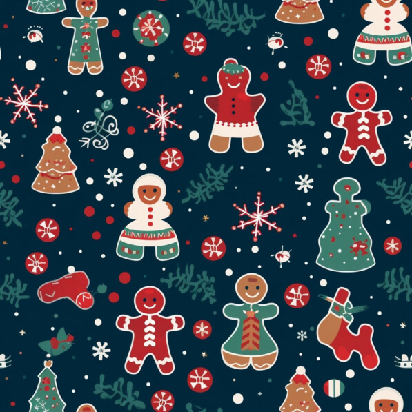 Download Holiday Seamless Pattern with Gingerbread Cookies, Snowflakes ...