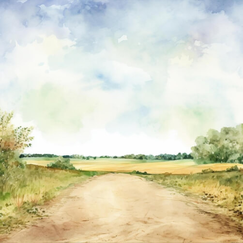 Download Watercolor Painting of an Empty Dirt Road in the Countryside ...