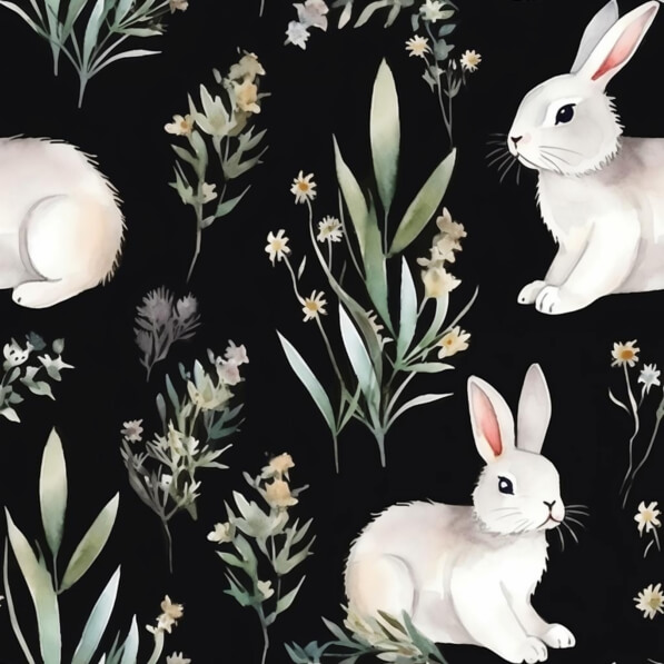 Download Nature Pattern: White Rabbits and Greenery Patterns Online ...