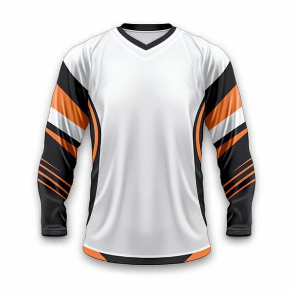 Download White and Orange Sports Jersey with Orange Stripe Mockups