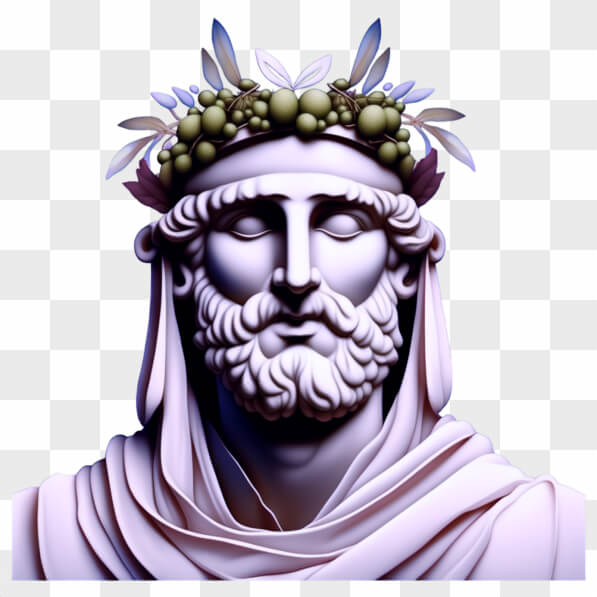 Download Ancient Greek God Bust with Floral Adornments PNG Online ...