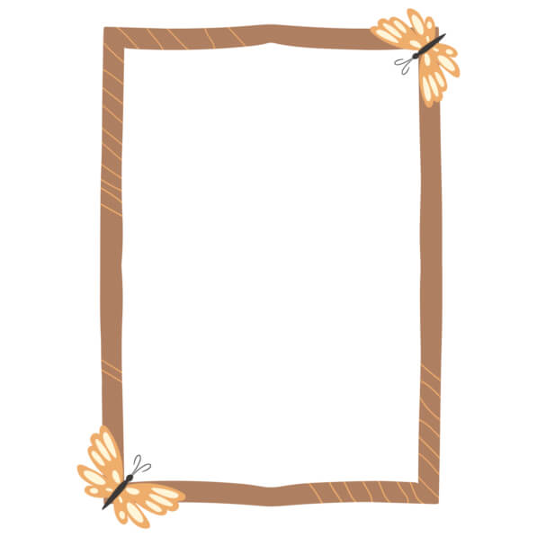 Download Brown Frame with Butterflies Frames Online - Creative Fabrica