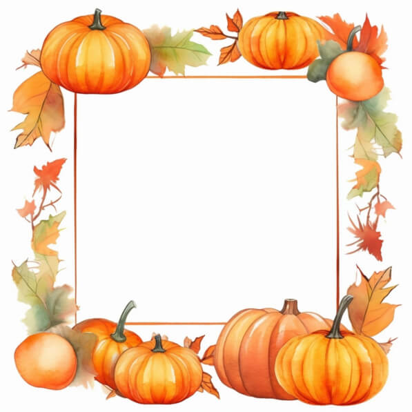 Download Autumn Watercolor Frame with Pumpkins, Leaves, and Acorns ...