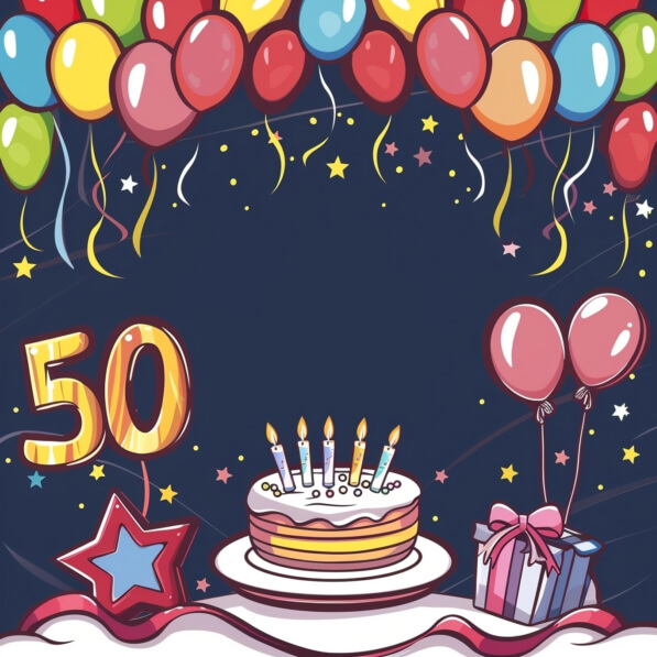 Download 50th Birthday Celebration with Balloons, Cake, and Gifts ...
