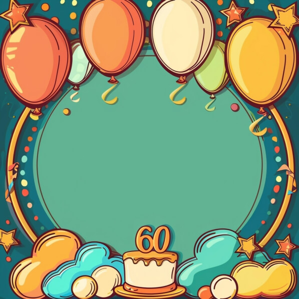 Download 60th Birthday Frame with Balloons, Cake, and Stars Backgrounds ...