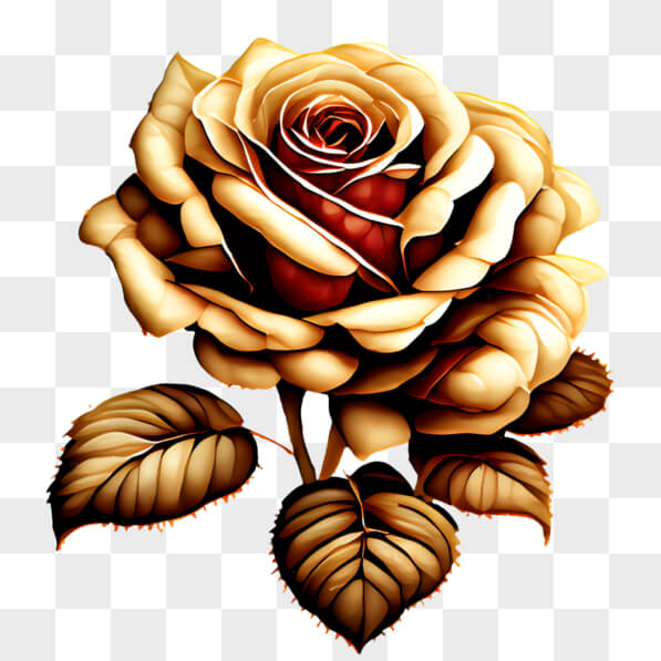 Download Golden Rose with Brown Leaves PNGs Online - Creative Fabrica