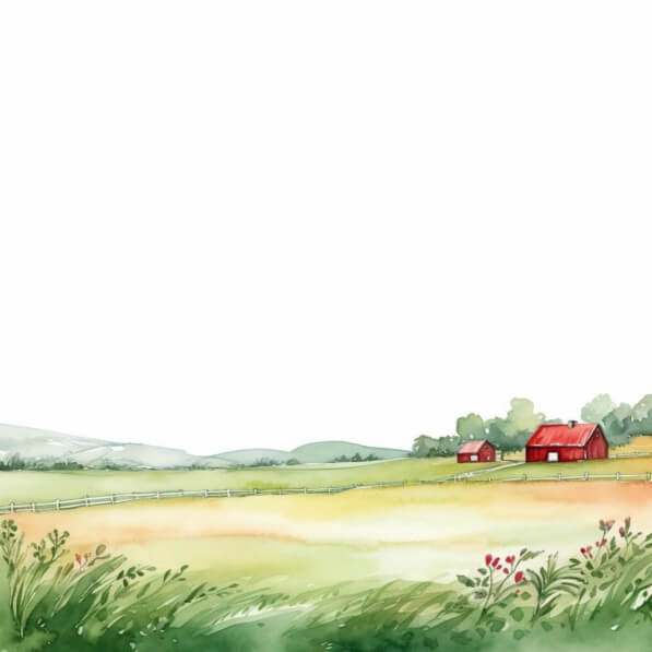 Download Watercolor Painting of Red Barns in Green Field Backgrounds ...