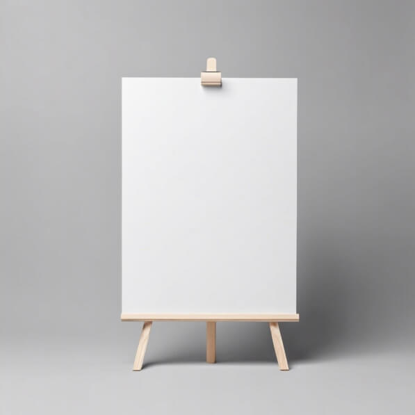 Baixe Cavalete de Madeira com Folha em Branco Mockups - Creative Fabrica