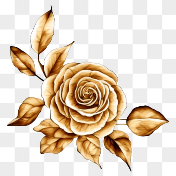 Download Gold Rose with Leaves on Black Background PNGs Online ...