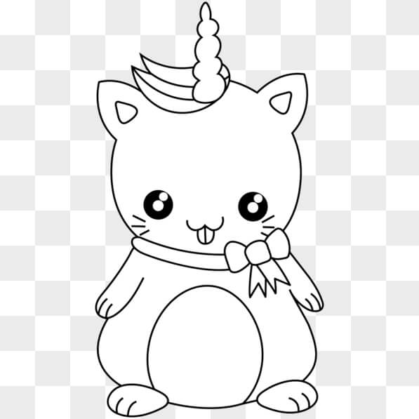Download Educational Coloring Page: Cat with Unicorn Horn and Bow PNGs ...