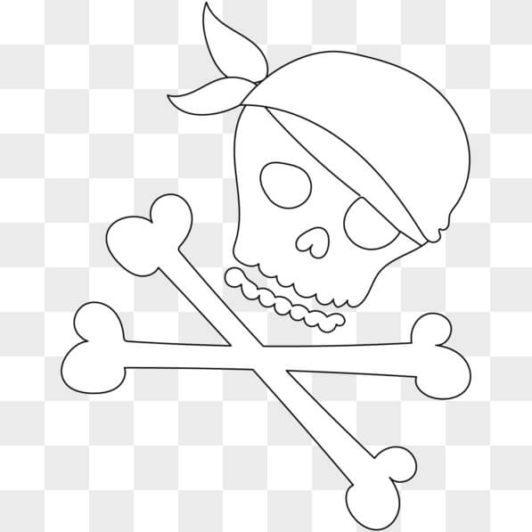 Download Pirate Skull and Crossbones Coloring Page for Kids PNG Online