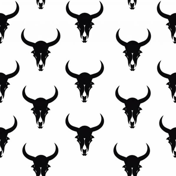 Download Seamless Bull Skull Pattern on White Background Patterns ...