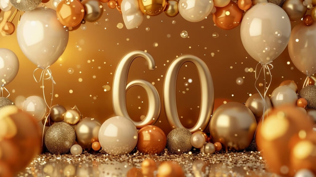 Download 60th Birthday Party with Gold Balloons Backgrounds Online ...