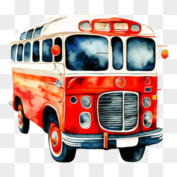 Download Vintage Red, White, and Blue Bus PNGs Online - Creative Fabrica