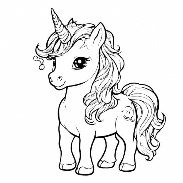 Download Coloring Page of a Small Unicorn Coloring pages Online ...