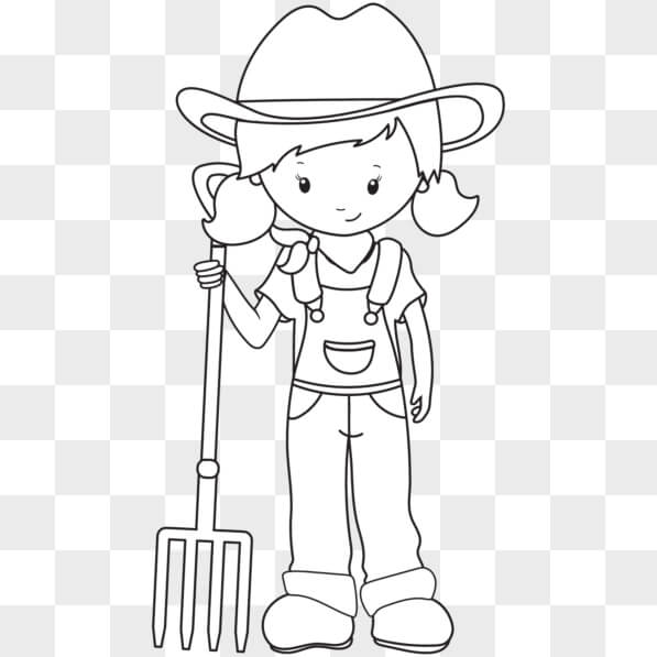 Using Rake Coloring Download Girl with Rake and Gardening Tools Coloring Page PNGs Online ...